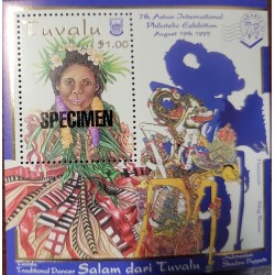 O) 1995 TUVALU, JAKARTA 1995, ASIAN WORLD STAMP EXHIBITION SCT 702, TRADITIONAL DANCER, TRADITIONAL COSTUMES, MNH