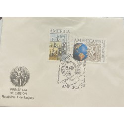 "SD)1992 URUGUAY ON FIRST DAY OF ISSUE ""AMÉRICA UPAEP"", THE V CENTENARY OF THE DISCOVERY OF AMERICA, NEW"