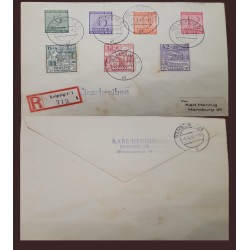 EL)1918 GERMANY, SERIES OF NUMERALS 5C, 6C, 8C, 12C & 3 STAMPS OF THE PROVINCE OF SAXONY, REGISTERED COVER CIRCULATED FROM LEIPZ