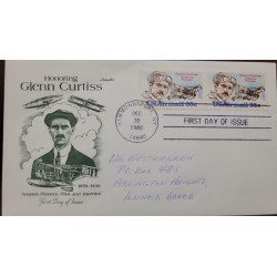 EL)1980 UNITED STATES, HONORING GLENN CURTISS, PIONEER, PILOT AND INVENTOR OF AVIATION 1878-1930, CIRCULATED FROM HAMMOND