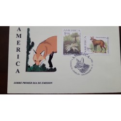 SD)1995 URUGUAY ON FIRST DAY ISSUE AMERICA UPAEP, ENVIRONMENTAL PROTECTION, XAXIM 3P, LOBO DE CRIN 6P, NEW
