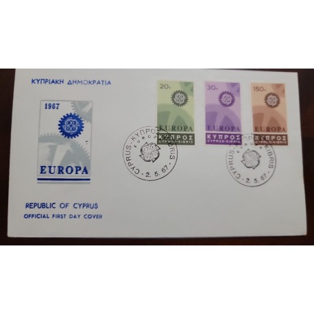 SD)1967 REPUBLIC OF CYPRUS FIRST DAY COVER, EUROPE 20,30,160M, NEW