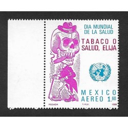 "SD)1980 MEXICO WORLD HEALTH DAY, FIGHT AGAINST SMOKING MOTTO ""TOBACCO OR HEALTH"" CHOOSE 1.6P SCT C635, MNH"