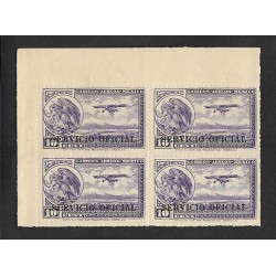 SD)1933-34 MEXICO 4 STAMPS COAT OF ARMS AND FLYING PLANE 10C OFFICIAL SERVICE SCT CO26, MNH