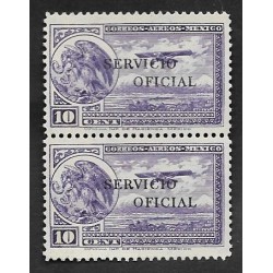 SD)1933-34 MEXICO PAIR OF COAT OF ARMS AND FLYING PLANE 10C OFFICIAL SERVICE SCT CO26, MNH