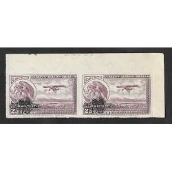 SD)1932 MEXICO PAIR COAT OF ARMS AND PLANE FLYING OVERLOAD OF 30C ABOVE 25C SCT C50, WITH UPPER RIGHT LEAF EDGE, MNH