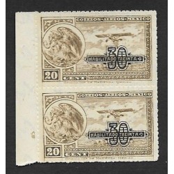 SD)1932 MEXICO PAIR OF COAT OF ARMS AND PLANE FLYING OVERLOAD OF 30C ABOVE 20C SCT C49, MNH