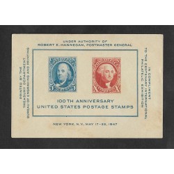 SD)1947 USA 100TH ANNIVERSARY OF THE UNITED STATES POSTAGE STAMPS, BENJAMIN FRANKLIN, 1706-1790 AND GEORGE WASHIN
