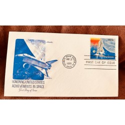D)1981, USA, FIRST DAY OF ISSUE COVER, AMERICAN SPACE ACHIEVEMENTS, SPACESHIP "COLUMBIA", THE SPACE SHUTTLE, H