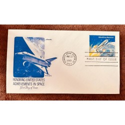 D)1981, USA, FIRST DAY OF ISSUE COVER, AMERICAN SPACE ACHIEVEMENTS, SPACESHIP "COLUMBIA", THE SPACE SHUTTLE