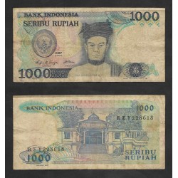SD)1987 INDONESIA 1,000 RUPEES NOTE FROM THE BANK OF INDONESIA, WITH REVERSE, VF