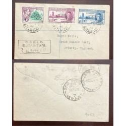 El)1948 GILBERT AND ELLICE ISLANDS, END OF THE SECOND WORLD WAR, REGISTERED COVER, CIRCULATED FROM BUTARITARI TO ENGLAND, VF