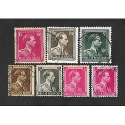 SE)1950 BELGIUM, LEOPOLD III, VARIETY OF COLORS, 7 USED STAMPS