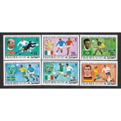 SD)1970 FUJEIRA COMPLETE FOOTBALL SERIES, WORLD FOOTBALL CHAMPIONSHIP MEXICO '70, 6 STAMPS MNH