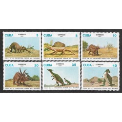 SD)1987 CUBA COMPLETE SERIES PREHISTORIC AMIMALS, DINOSAURS, VALLEY OF PREHISTORY, BACONAO NATIONAL PARK, 6 MNH STAMPS